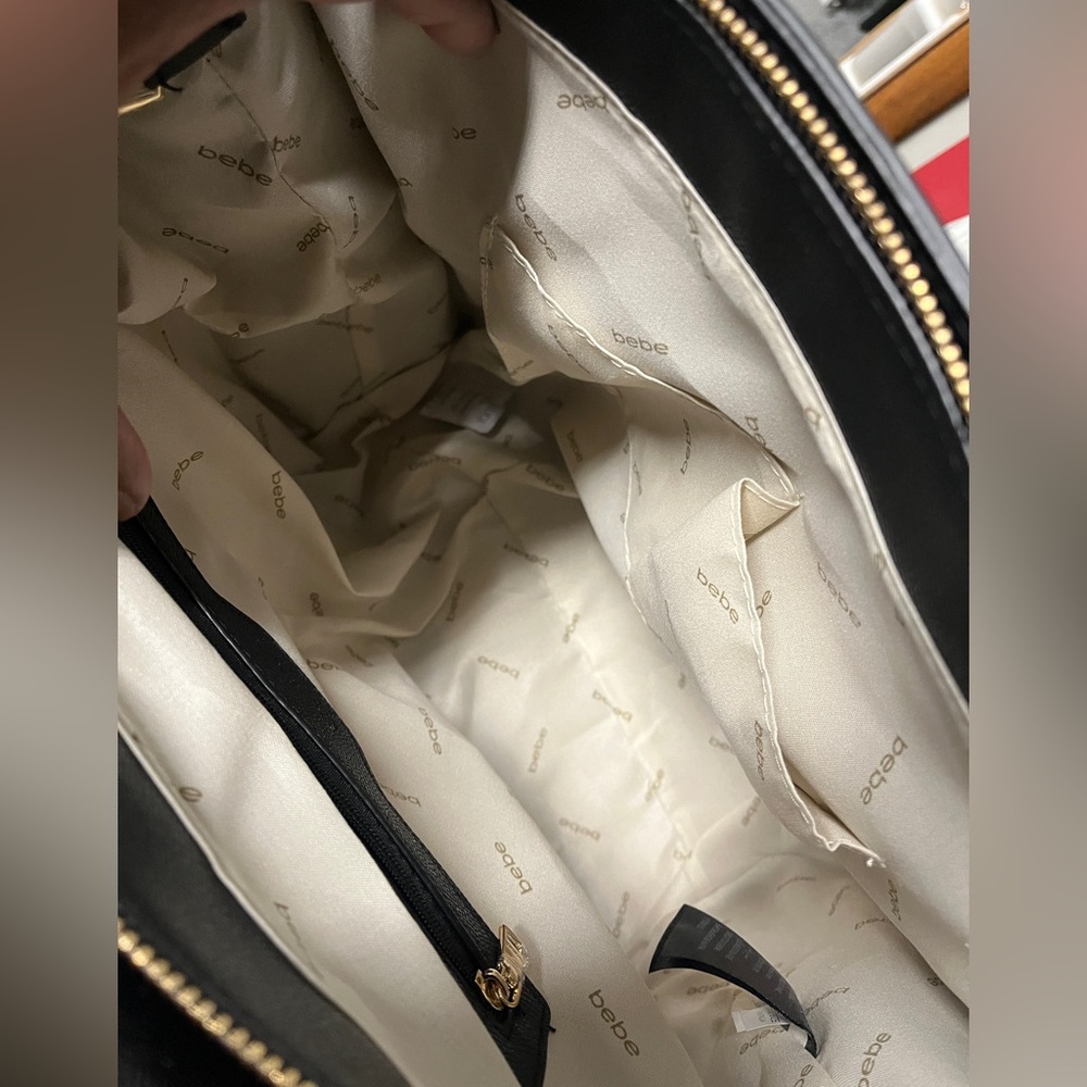 Bebe Tote Bag Laptop bag with Pouch Signature Monogram Black Pink NWT - Picture 5 of 8